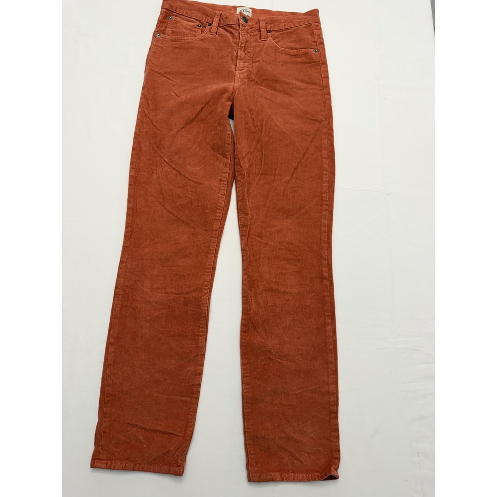 J.Crew Corduroy Pants Womens 28T Tall Orange Vintage Slim Straight Stretch